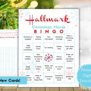 Hallmark Christmas Movie Bingo Game, Countdown to Christmas, Holiday Printable Games, Friends and Family, Girls Night Movie Watching Party