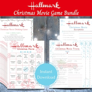 Hallmark Christmas Movie Watching Games Bundle, Bingo, Trivia, Word Scramble, Drinking Game, Family Party, Fan Gifts, Countdown to Christmas