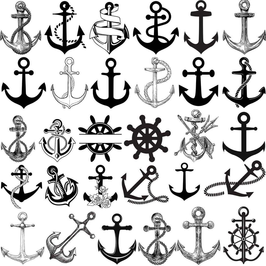 Anchor Svg Bundle Anchor Clipart Marine Svg Heart Svg Boat - Etsy