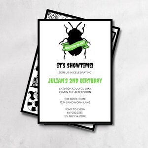 Beetle Birthday Invitation, Its Showtime Birthday, Tattoo Birthday Invite, Juice Birthday Template, Ghost with the Most, Any Age Birthday