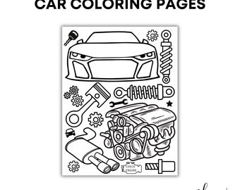 Car Theme Coloring Pages: Two Fast Birthday Party (PDF)