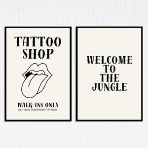 Born Two Rock Geburtstag Bundle Schilder und Dankeskarte, 2.Geburtstag Rock and Roll Mottoparty Schilder, Tattoo Geburtstag Design, Canva Vorlage