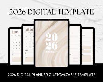 2026 Digital Planner Canva Template, Hyperlinked PDF, GoodNotes Compatible (Instant Download)