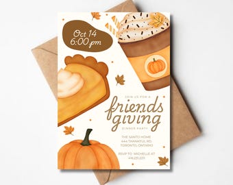 Thanksgiving Invitation: Customizable Friendsgiving Dinner Template (Digital)