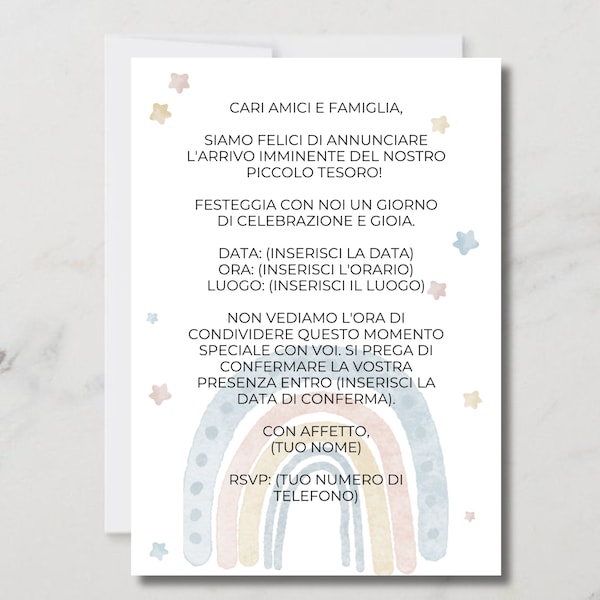 Invito Personalizzabile per Baby Shower Digitale su Canva