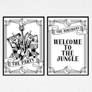 Panneaux d'anniversaire Born Two Rock, 2e anniversaire Rock and Roll thème fête panneaux, tatouage anniversaire, carte de tarot d'anniversaire