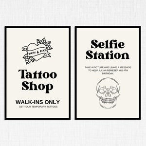 Wildes Kind Geburtstagsparty Schild, Dankeskarte Geburtstag, rotes Herz Tattoo Design Digitale Vorlage