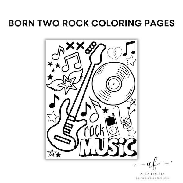 Bad Two The Bone Theme Coloring Pages, Rock and Roll Birthday Coloring Sheets