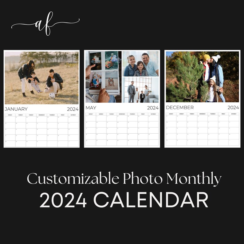 Printable 2024 Calendar Canva Template Customizable Photo Etsy Australia