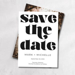 Retro Save the Date Invitation, Wedding Announcement, Save Our Date, Photo Save The Date, Double Sided Save the Date