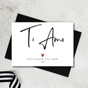 Ti Amo Valentine's Day Card, I Love You Valentine's Day Card, Printable Card Valentine's Day, Simple Valentine Card