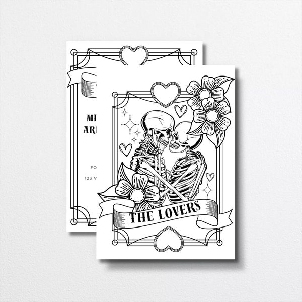 Modern Till Death Invitation, Wedding Announcement, Save the Date Tarot Card, The Lovers Wedding Invitation, Tarot Card Wedding