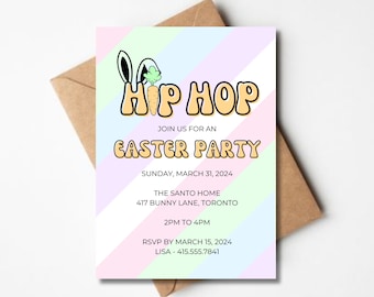 Hip Hop Easter Party Invitation: Egg Hunt Template (Digital Download)