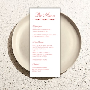 Tarjeta de Menú Italiano, Ciao Bambina Baby Shower, Tarjeta de Menú para Baby Shower, Baby Shower Italiano