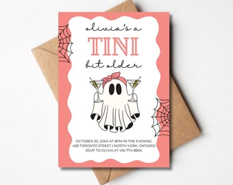 Rosa Geist Martini-Geburtstagseinladung Vorlage (DIY Canva)