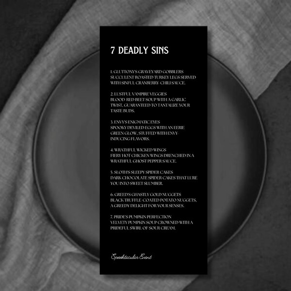 Deadly Sins Printable Etsy