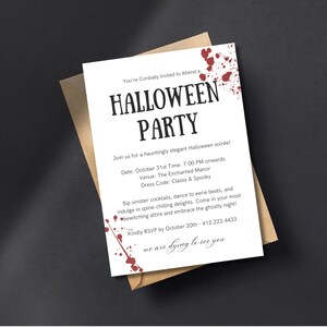 Blood Splatter Halloween Invitation, Digital Canva Template, Halloween Party Invitation, Halloween Birthday