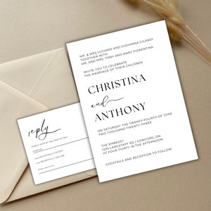 Wedding Invitation Template, Printable Invitation, Modern Wedding Invitation, Elegant Wedding Invitation, Black and White Wedding Invitation
