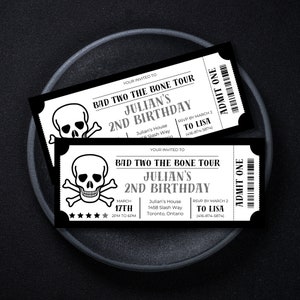 Bad Two The Bone Einladung 2.Geburtstags-Einladung, Schädel-Zweiter Geburtstag Canva Vorlage, Konzertkarte Geburtstag