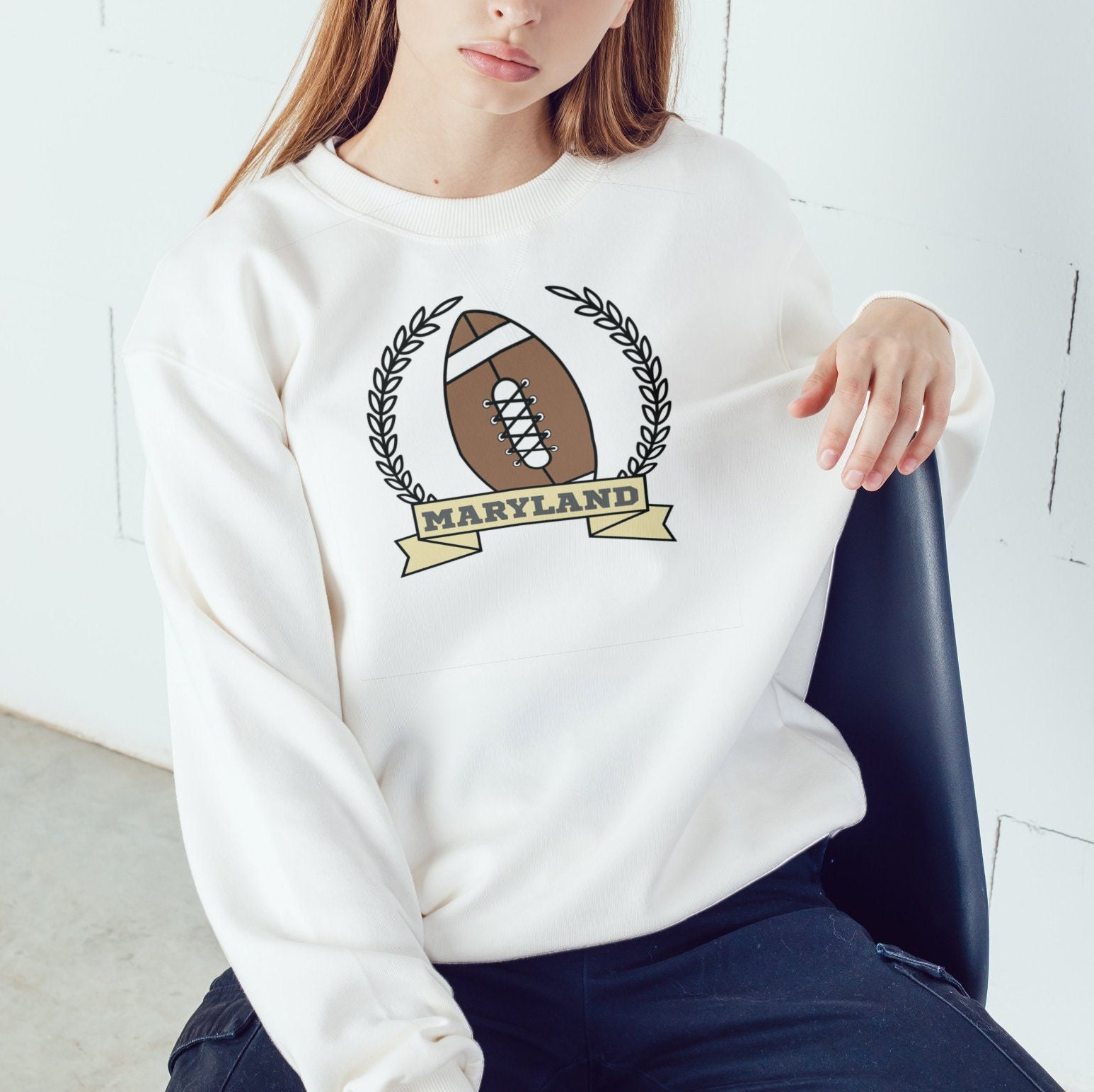 【MODERNIF】Maryland Lettering Sweatshirt Adult Maryland Flag FITF Hoodie – faithintheflakes