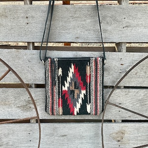 Small Crossbody Purse, Wool Purse, Saddle Blanket Purse, Shoulder Purse, Pouch Purse, Adjustable Strap, Leather Fringe