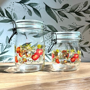 Arcoroc France Glass Canister Set Of 2; spice of life; vintage; vtg; vintage canisters; mid century modern; MCM; Nivea De Remplissage;