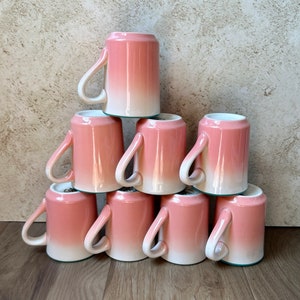 Vintage Homer Laughlin China Company 8 Ounce Mugs(each sold separate); vintage; vtg; retro; ombré cups; HLC; Fiestaware; pink mugs;