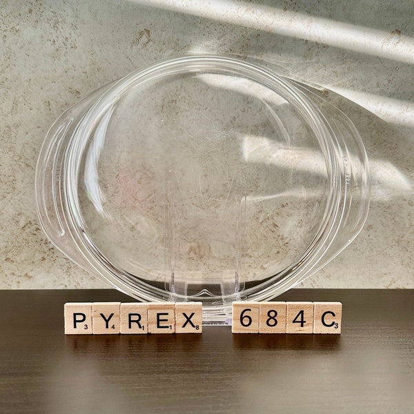Pyrex/Corning 684-C Round Glass Lid; replacement glass lids; replacement casserole lids; replacement crock pot lids; vintage; retro kitchen