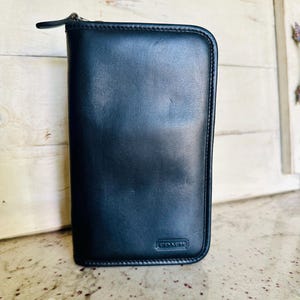 2001 Coach Premiere Case Organizer #4566 Black Leather Zip Around Closure; vintage coach travel wallet; vintage coach organizer; Y2K Coach