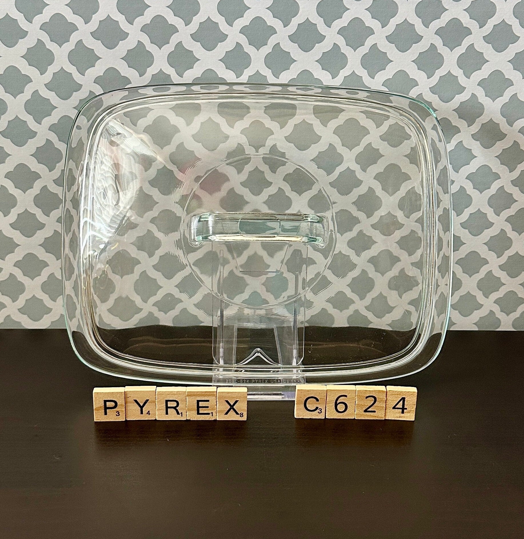 Pyrex C-624 Replacement Lid (Fits Pyrex 624-B/2.5 Quart Rectangular Lid); vintage Pyrex replacement glass lids; casserole dish lids