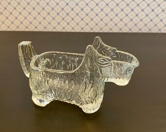 LE Smith Glass Scottie Dog; vintage; vtg; antique; pressed glass; creamer dish; post cereal; grape nuts;President Roosevelt’s dog; Fala; FDR