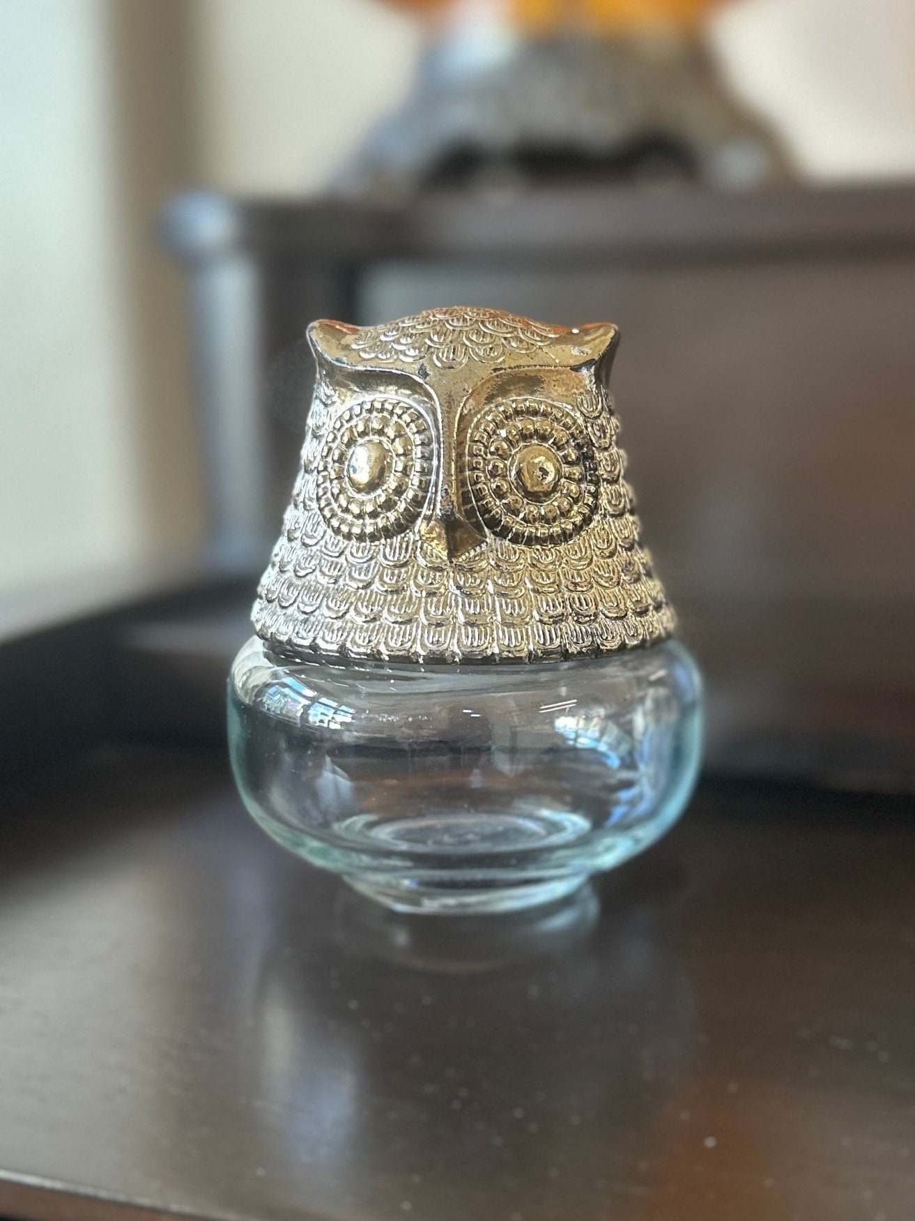 Vintage Avon Owl Fancy Glass Jar; Vtg; Collectible Jars; Owl Jars