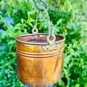 Vintage Copper Pot With Brass Handle; copper pot; decorative copper; unique copper; collectible copper; copper pail; copper bucket