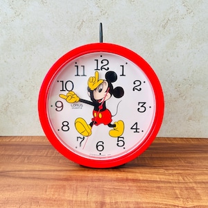 1990’s Lorus Mickey Mouse Wall Clock; vintage Mickey Mouse clock; vintage Mickey Mouse; Tochegi Tochei Co. LTD, Mickey Mouse collectibles