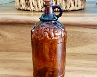 Vintage 1930's Brown Glass Purex Bottles, Vintage Collectible