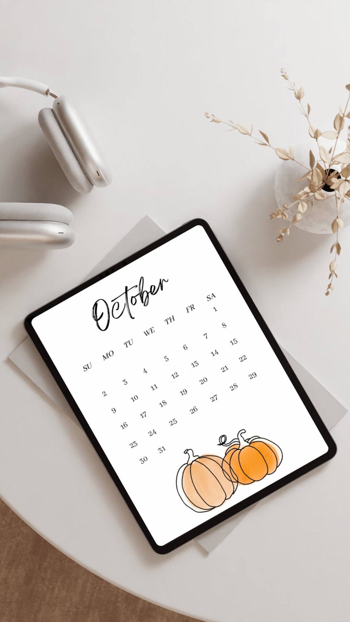 October Calendar Wallpaper - Etsy