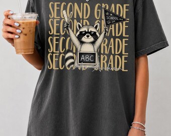 Personalized Teacher Shirts, Funny Racoon Teacher Tshirt, Kindergarten Second Third Teacher Tee,  Teacher Team Shirt, Back to School Outfit