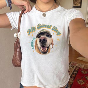 Personalized Pet Baby Tee, Custom Pet Y2K Tee, Customized Dog, Dog Gifts, Pet Lover, Cat Lover Baby Tee, Custom Cute Dog,Gift for Pet Lovers