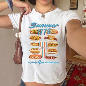 Summer 1776 4th July Baby Tee,Funny Hotdog Tee,4th of July Baby Tee,Memorial Day Shirt,4th July tradition Tee, Hot Dog Lover Gift ,Y2K Tee