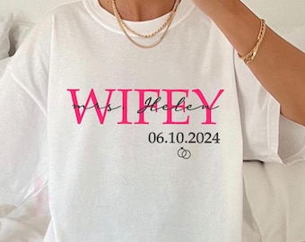 Custom Wifey Hubby Comfort Shirt,Valentines gift,Wedding Gifts, Anniversary Couple gift,Bride To Be Gift, Honeymoon Tshirt,Bridal Party Gift
