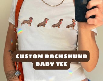 Personalized Dachshund Baby Tee,Y2k Graphic Baby Tee, Trending Dog Tee, Cool Girl Tee, Dachshund Lover Tee, Dachshund Gift, Sausage Dog Tee