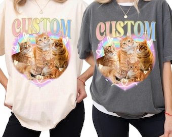 Personalized Cat Bootleg Shirt, Custom Cat Face Bootleg Shirt, Vintage Pet Photo - Name Shirt, Personalized Graphic Tee Dog, Pet Gifts Shirt
