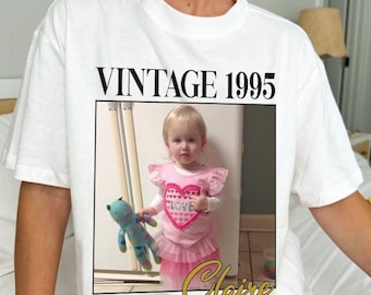 Custom Vintage Photo And Year Shirt,Custom Shirt With Picture,Personalized 30th Birthday Gift,Christmas Personalized Gift,40th Birthday Gift