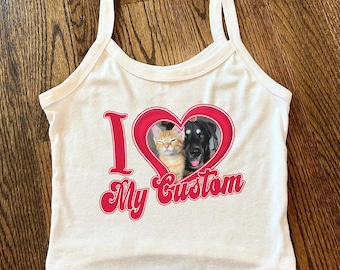 I Heart Custom Photo Tank Top,Valentine Gift, I Love My Custom Photo Tank Top, Custom Gift Shirt For Him  Her, Y2K Tank Top,Custom Pet Shirt