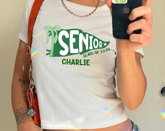 Personalised Senior 2026 Baby Tee, Custom Baby Tee Senior Shirt, Class of 2026 Shirt, Graduation Tee, Senior Gift, Proud Senior Tee