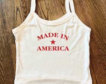 Made in America Tank Top, USA Tank Top, America Tank Top, Independence Day Tank Top, y2k Tank Top, Patriotic Shirt, Cute 4th of July Shirt