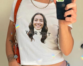 Custom Photo Face Baby Tee,Personalized Face Y2K Tee, Custom Birthday Bachelorette Party Baby Tee, Face Custom Gift,Funny Christmas Baby Tee