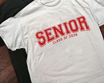 Chemise couleurs confort Senior 2026, chemise senior promotion 2026, chemise de fin d'études secondaires, t-shirt senior de la rentrée scolaire, cadeau senior