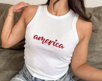 America Tank Top, Womens 4th of July Tank Top, Cute 4th of July Shirt, USA Patriotic Tank top, Independence Day tank top, 4th July Tank Y2K.