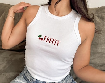 Fruity Y2K Tank Top, CherryBaby Tee Y2K, Y2K Tank Top, Unhinged TShirt, 90s Shirt, Crop Tank Top, LGBTQ Queer Pride Parade